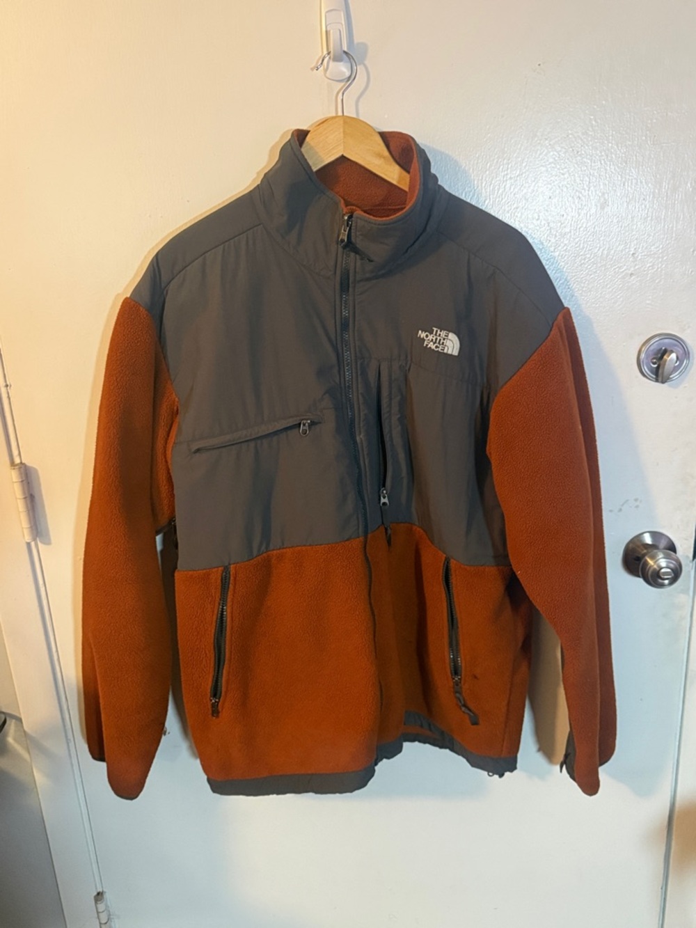 The North Face Men's Rust Orange and Gray Fleece Performance Jacket
